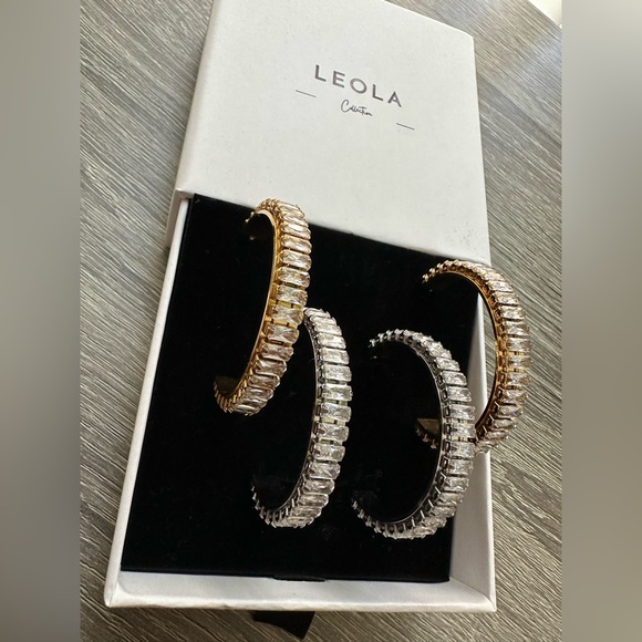 Leola Collection Jewelry - Silver & Gold Tennis Hoop Set
